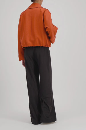 Raglan drawstring jacket light in pressed wool