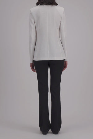 Blazer with shoulder pads in linen honeycomb