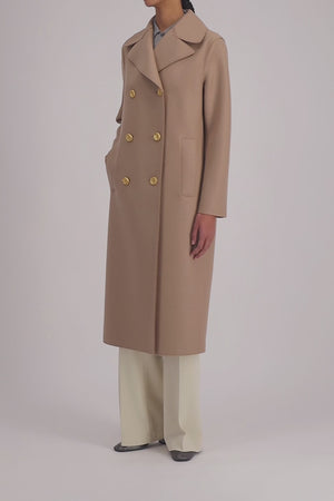 Military coat in pressed wool