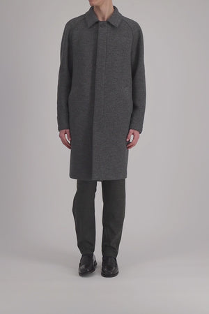 Fly front raglan coat boiled wool