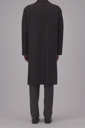Dropped shoulder chester coat in pressed wool