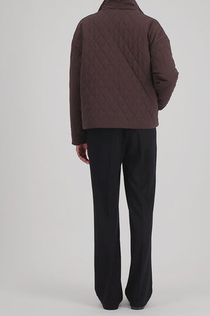 Cropped funnel quilted jacket