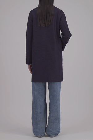 Button up boxy coat pressed wool