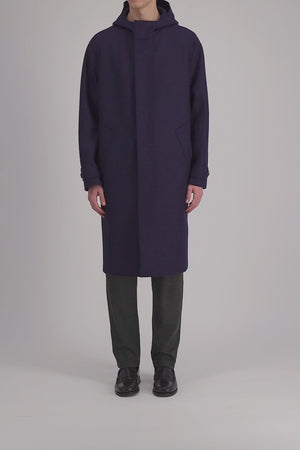 Drop shoulder parka pressed wool