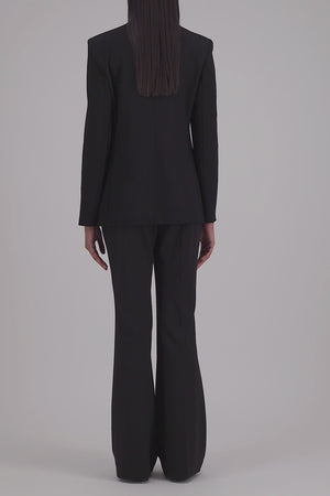 Collarless blazer in superfine merino