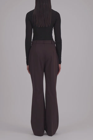 Flared fitted trousers in viscose flannel