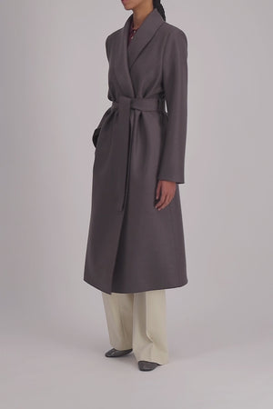 Shawl collar coat with s. pads pressed wool