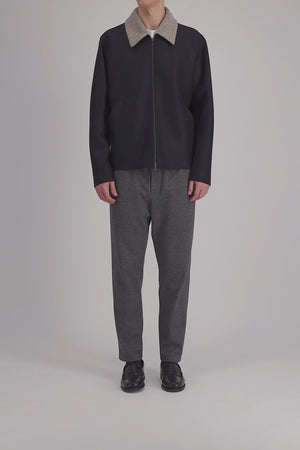 Golf jacket pressed wool and bouclè