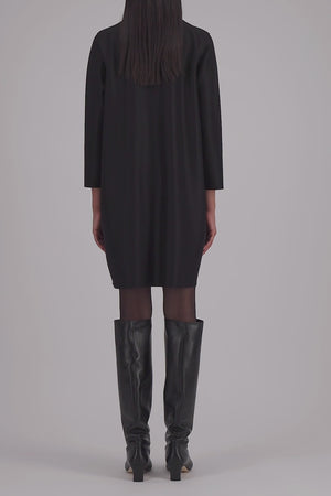 Geometric dress with pockets light pressed wool