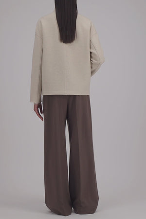 Cropped funnel jacket in pressed wool