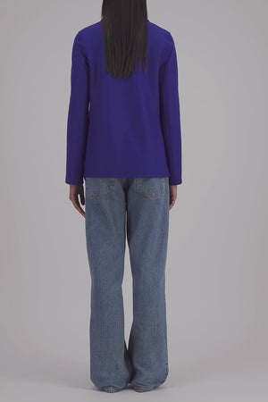 Stand up collar blazer in light pressed wool