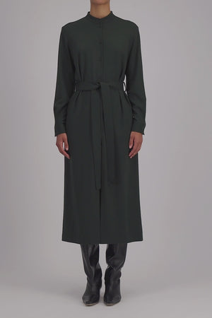 Long belted shirt dress superfine merino