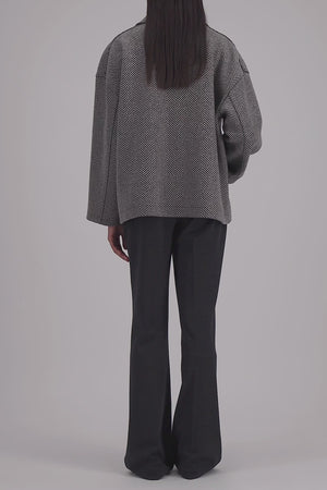Oversized boxy jacket patterned cashmere blend