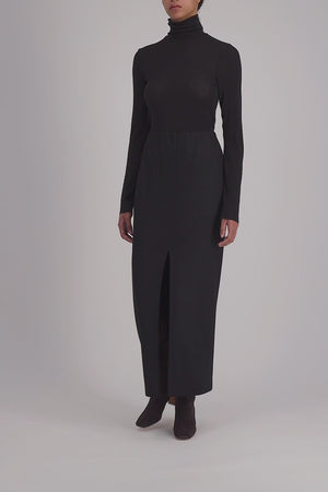 Front slit long skirt superfine merino