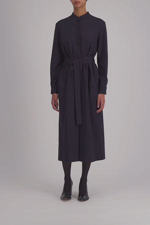 Long belted shirt dress viscose flannel