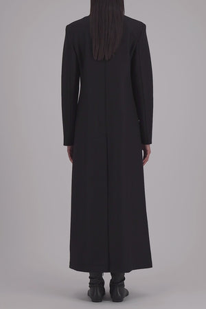 Long double breasted tailored coat in pressed wool