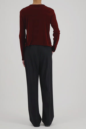 crew neck top stretch velvet