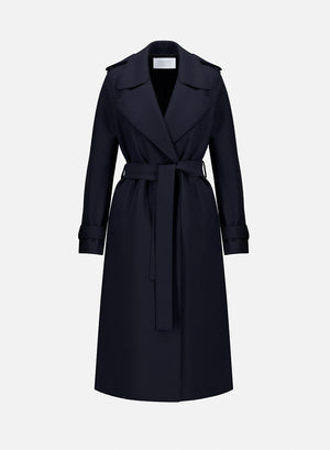 Double vent trench coat light pressed wool