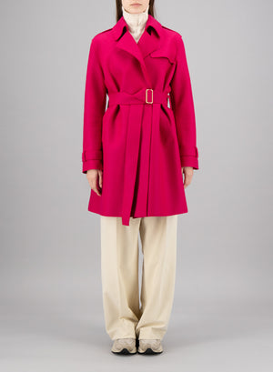 golden buckle trench pressed wool