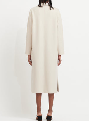 Long boxy coat in light pressed wool