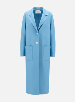 Long boxy button up coat light  pressed wool