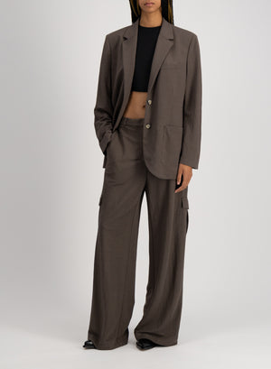 Travel blazer with shoulder pads rayon